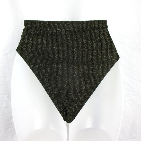 ASOS Wolf & Whistle Metallic Gold High Waist Bikini Bottom Size 8 NWT Beach - Picture 2 of 6